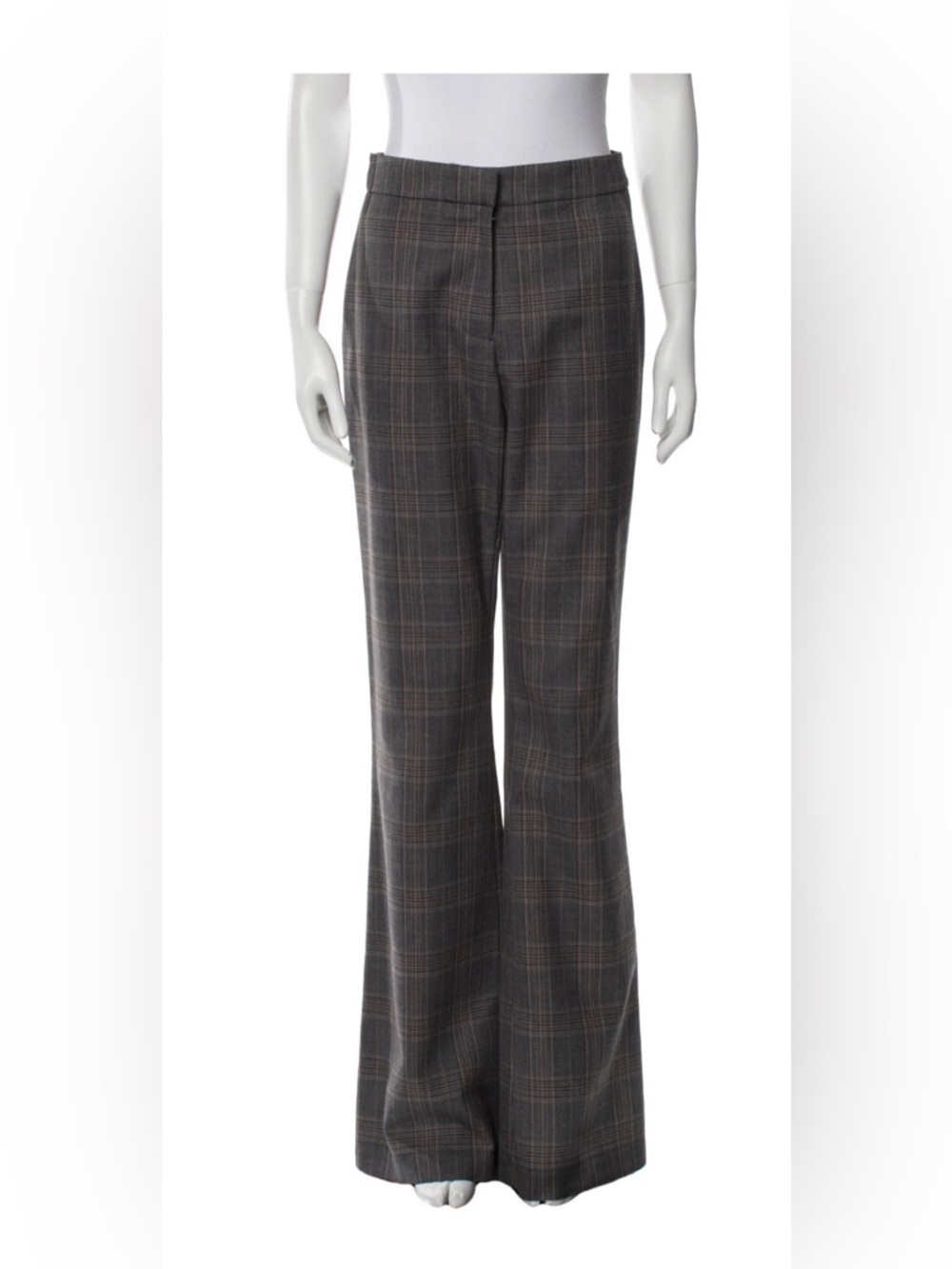 10 Crosby Derek Lam Gray Plaid Wide-Leg Trousers